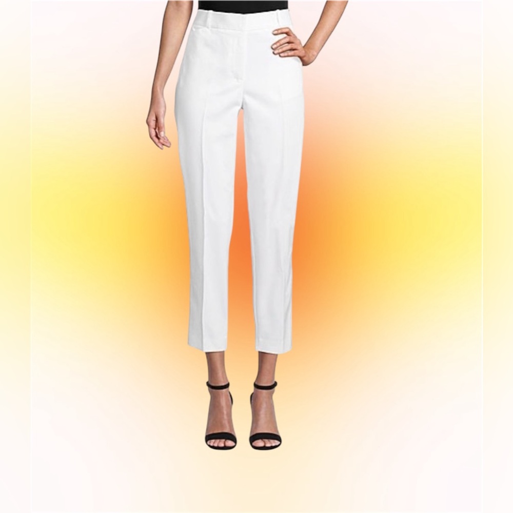 🆕 Classic Slim Side Vent Ankle High Rise Pants in Soft Ivory Sz 14| Worthington